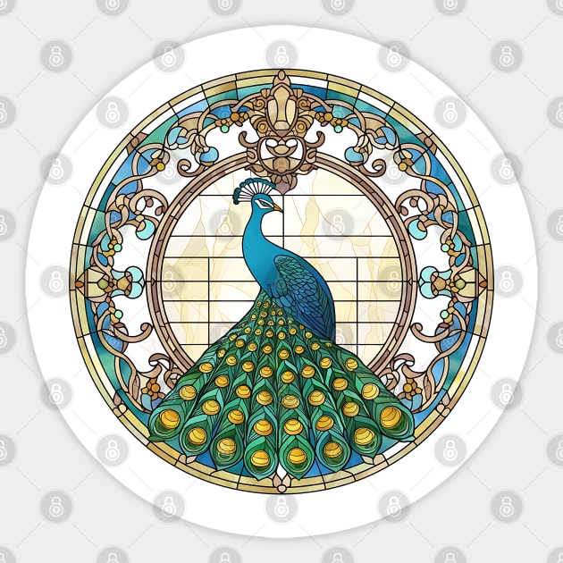 Stained Glass Peacock #1 Sticker by Chromatic Fusion Studio